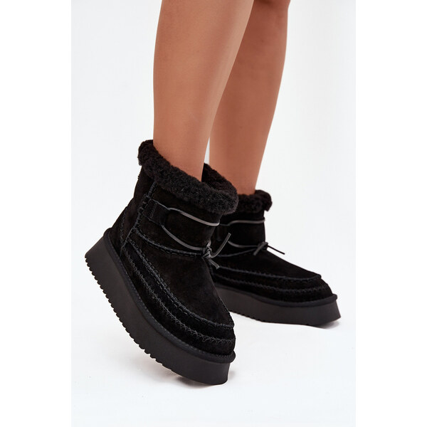 Big Star Shoes Dámske semišové snežnice s ozdobným prešívaním Big Star 65460317