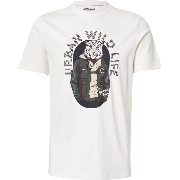 BLEND Tričko BHKIBE tmavohnedá / tmavozelená / čierna / biela 65465660