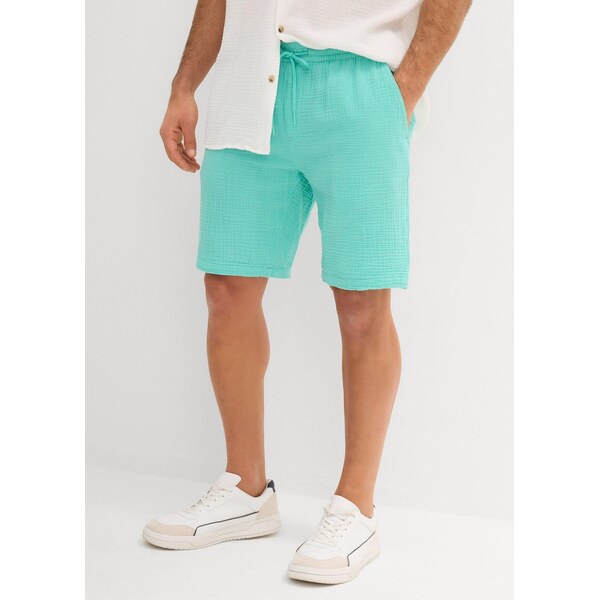 bonprix Mušelínové dlhé šortky, Regular Fit, farba zelená 52158626