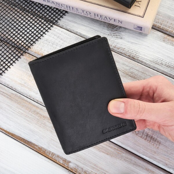 BRODRENE Pánska kožená HUNTER Vintage peňaženka | čierna G-10-HBL 65463520