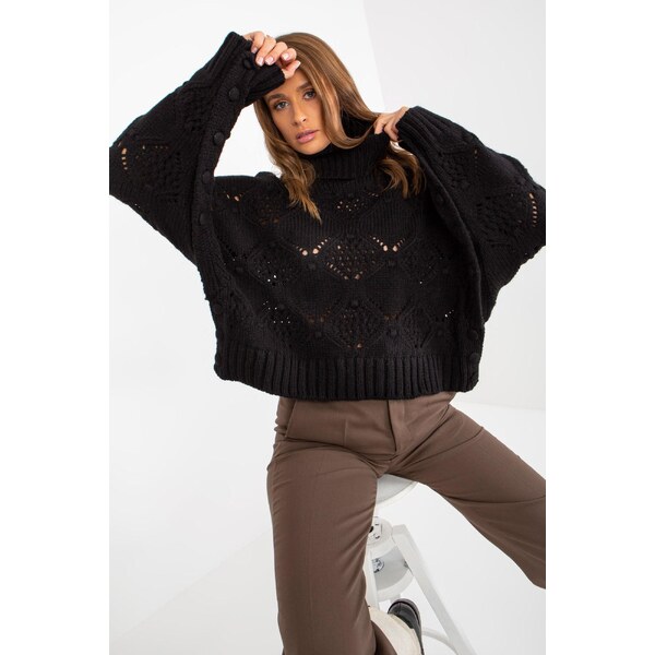MladaModa Ažúrový rolákový sveter so širokými rukávmi model 70124 65626453