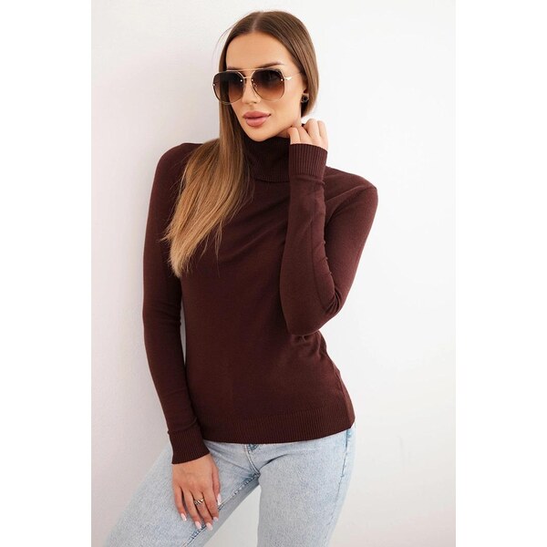 MladaModa Rolákový sveter model 5117 hnedý 65626514