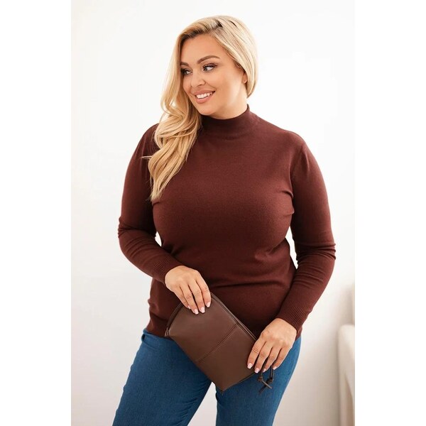 MladaModa Rolákový oversize sveter model 1112 hnedý 65626518