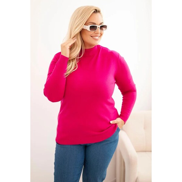 MladaModa Rolákový oversize sveter model 1112 fuksiový 65626519