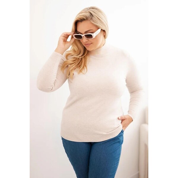 MladaModa Rolákový oversize sveter model 1112 béžový 65626520