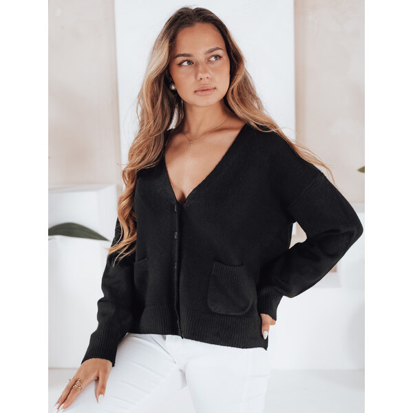 BASIC Čierny dámsky krátky kardigan SORELIE s viskózou MY2508 65464231