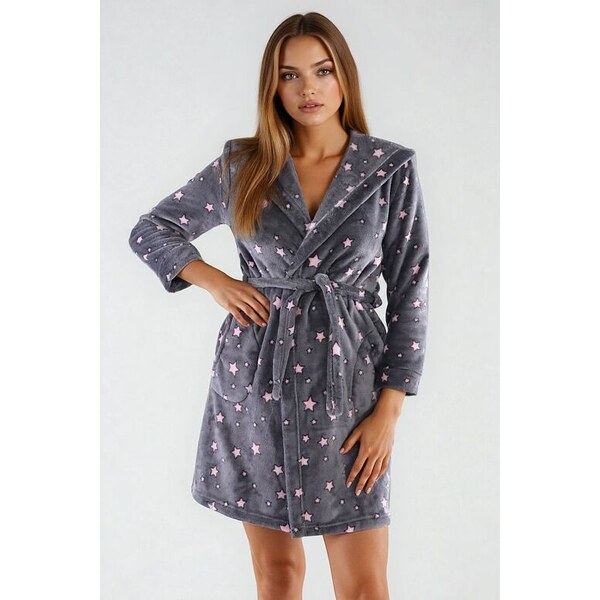 Dorota Dámsky župan Astra sivý s hviezdičkami 45248222