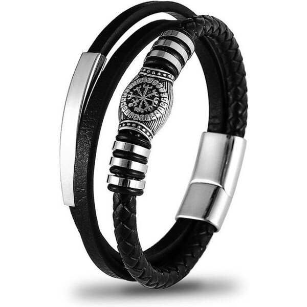 Impress Jewelry Pánsky oceľový náramok Vikings Čierny 21 cm 65228190