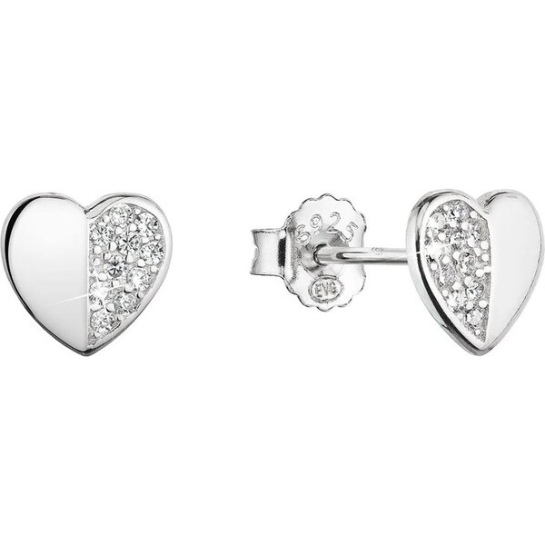 Evolution Group Romantické strieborné náušnice Srdce so zirkónmi 11471 66587731