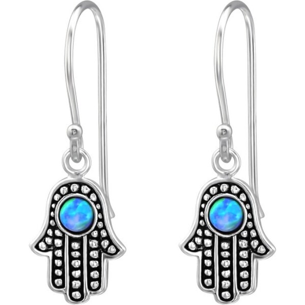 MAJYA Strieborné náušnice s príveskom HAMSA 11899 66011984