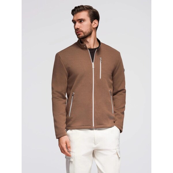 Ombre Clothing Hnedá pánska bunda so stojáčikom V2 JANP-0229 65481303