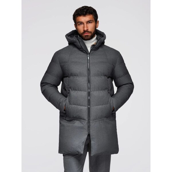 Ombre Clothing Nadčasová prešívaná šedá pánska parka V2 JALJ-0264 65638780