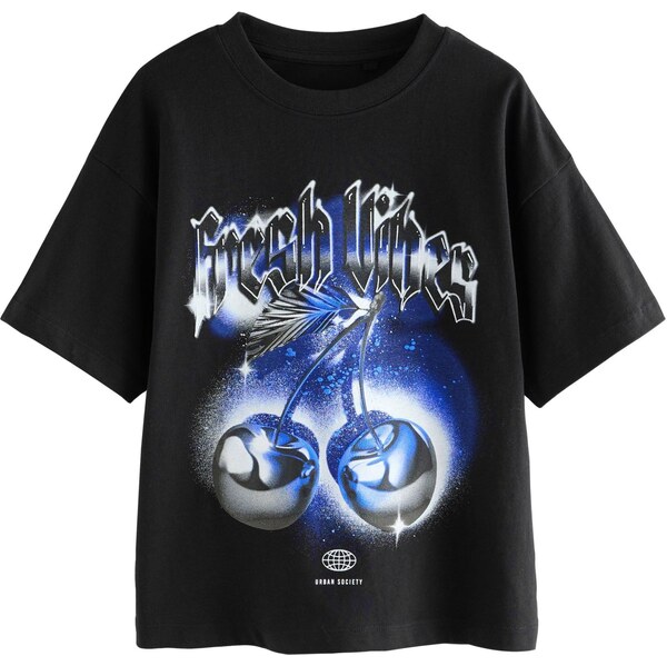 Next Tričko kobaltovomodrá / sivá / čierna / biela 65887814