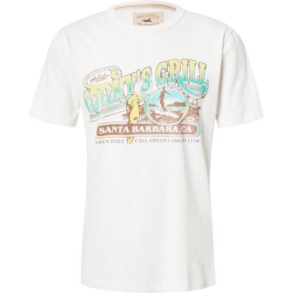 HOLLISTER Tričko azúrová / hnedá / žltá / biela 65696217