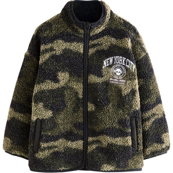 Next Flisová bunda kaki / olivová / čierna / biela 65663360