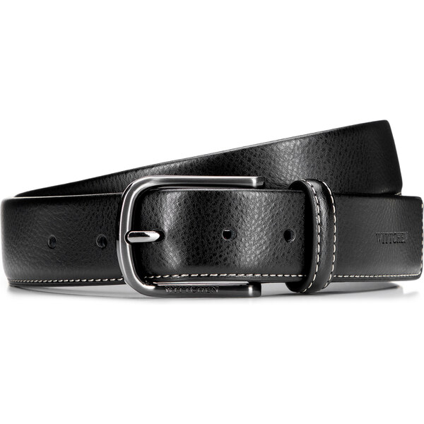 Wittchen Pánsky kožený opasok s kontrastným prešívaním a oblou prackou 66067265