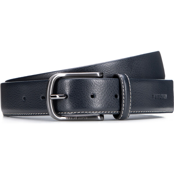 Wittchen Pánsky kožený opasok s kontrastným prešívaním a oblou prackou 66067266