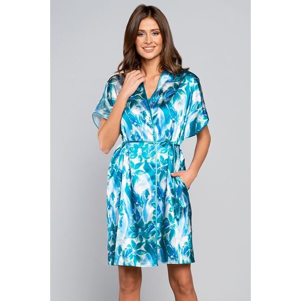 Italian Fashion Dámsky saténový župan Pacifik modrý 22329221