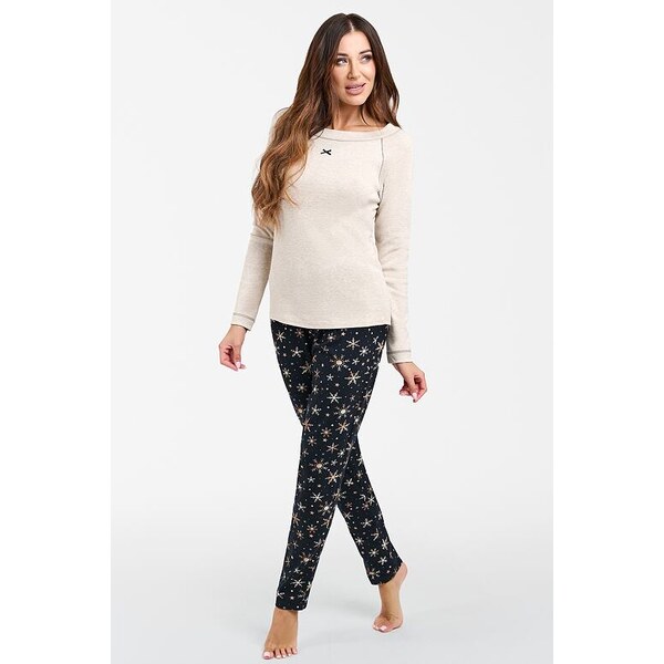 Italian Fashion Dámske pyžamo Denali béžové s vločkami 46833144