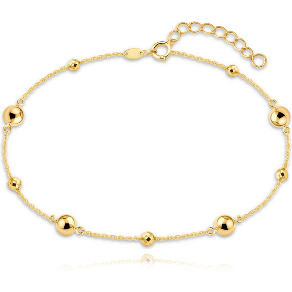 OLIVIE Zlatý řetízek na kotník s kuličkami Au 585/1000 66386249