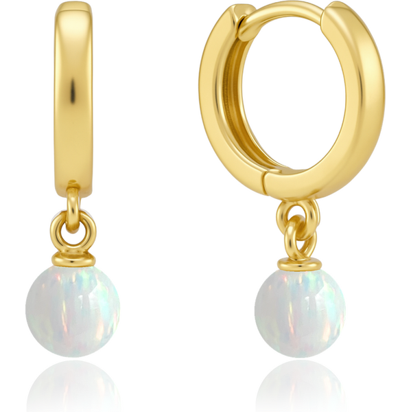 OLIVIE Elegantné zlaté náušnice s bielym opálom Au 585/1000 66386232