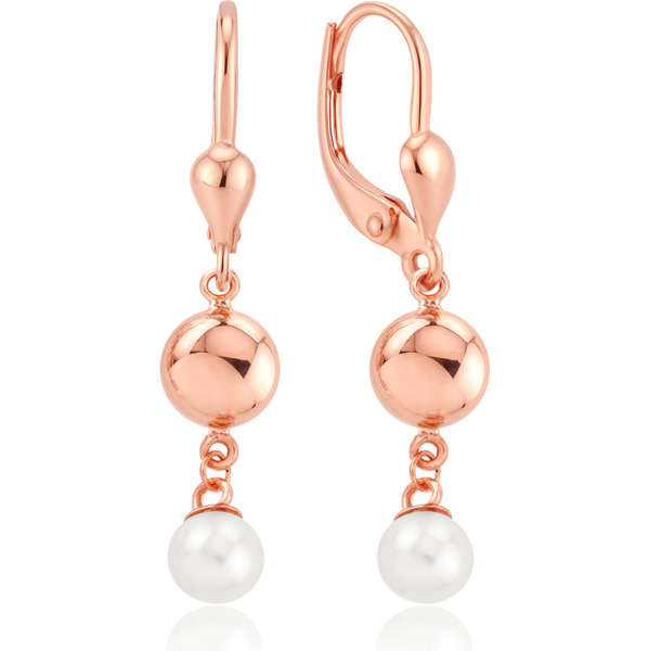 OLIVIE Zlaté náušnice z ružového zlata s guličkami a perlami Au 585 66386244