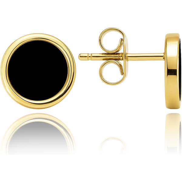 OLIVIE Elegantné zlaté náušnice s onyxom Au 585/1000 66386234