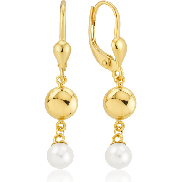 OLIVIE Zlaté náušnice s kuličkami a perlami Au 585/1000 66386242