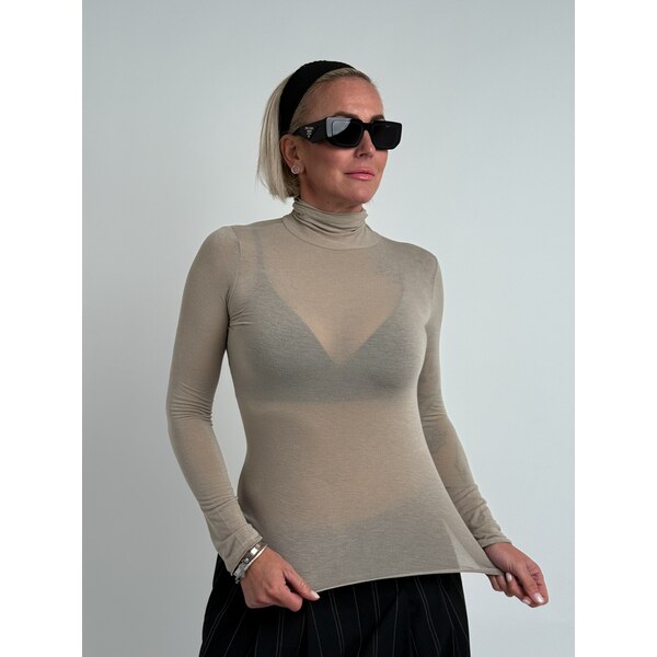 Voga Móda Taupe rolák s kašmírom MISTO 65491323