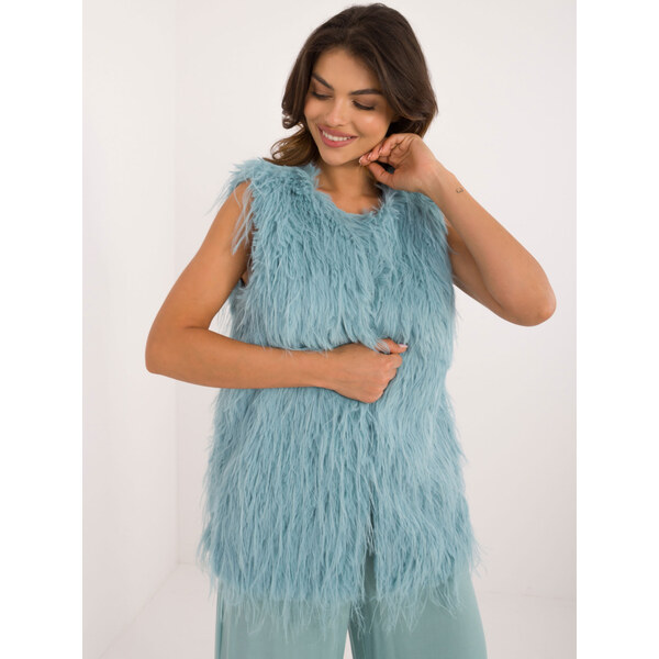 ITALY MODA Mintová kožúšková vesta AT-KZ-2349-1.21-mint 57956225