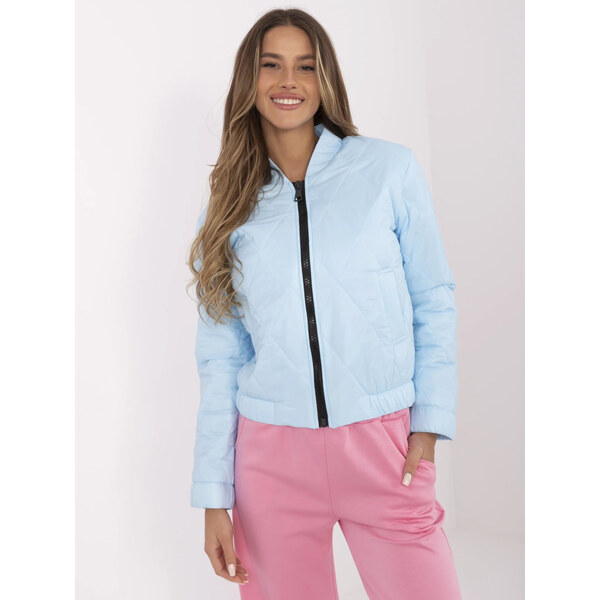 ITALY MODA Svetlomodrá dámska prešívaná bombera so stojačikom MI-KR 66149478