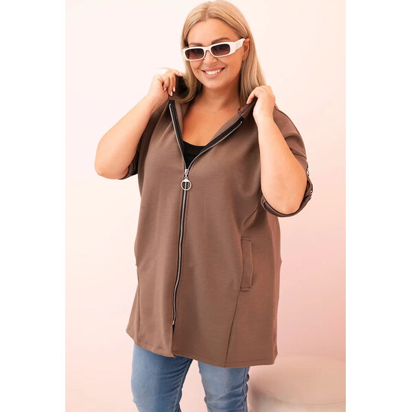 Kesi Svetlohnedá dámska viskózová plus size mikina s kapucňou 65493011