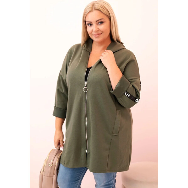 Kesi Khaki dámska viskózová plus size mikina s kapucňou 65493014