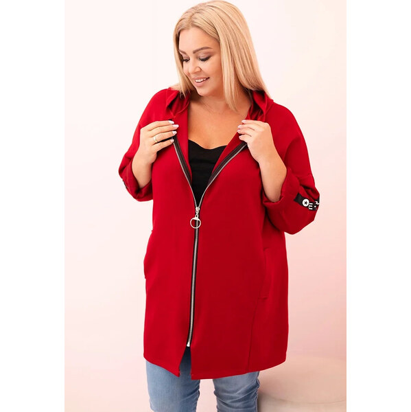 Kesi Červená dámska viskózová plus size mikina s kapucňou 65493012