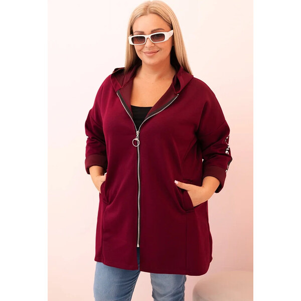 Kesi Vínová dámska viskózová plus size mikina s kapucňou 65493016