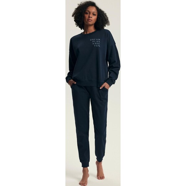 Henderson Ladies Tmavomodré dámske dlhé pyžamo s nápisom 43705 Delancy 65493045