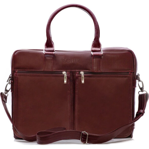 Pánska kožená bordó taška Solier SL01 Bordo 3585821