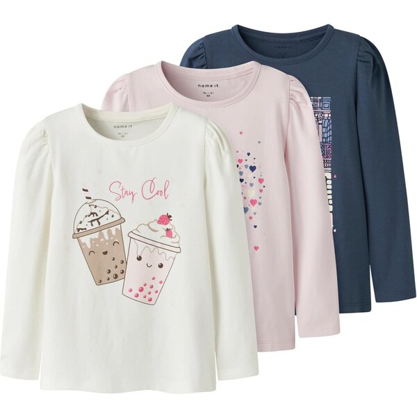 NAME IT Tričko NMFOLLIA námornícka modrá / ružová / biela 65665314