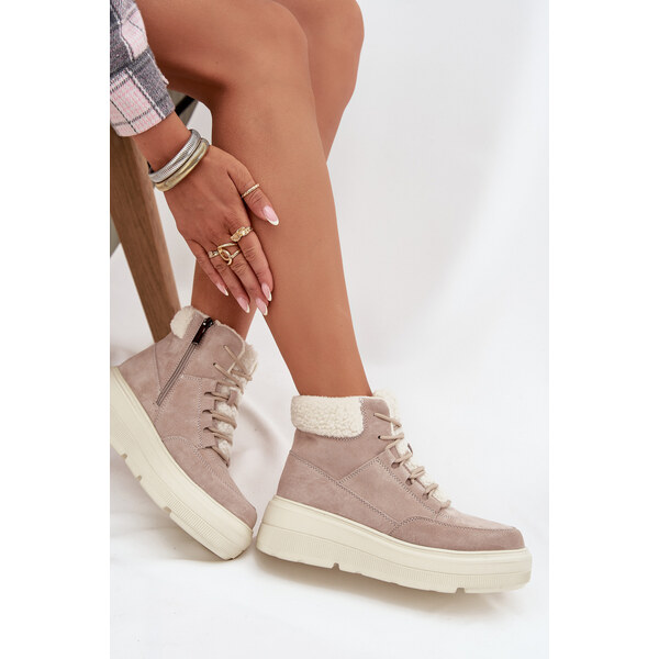 Semišové zimné čižmy pre ženy s kožušinou na platforme Vinceza 65497416