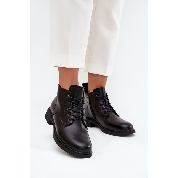 Zateplené kožené dámske čižmy na nízkom opätku Vinceza 65295676