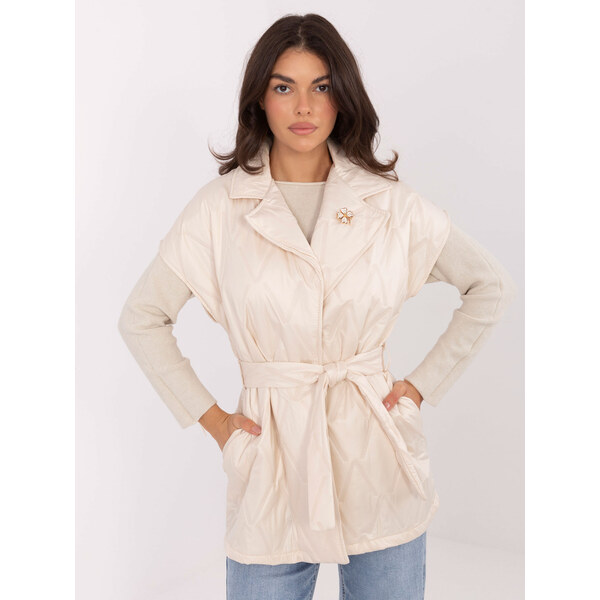 RUE PARIS Svetlobéžová dámska prešívaná vesta s vreckami IT-KZ-FL9603 66150289