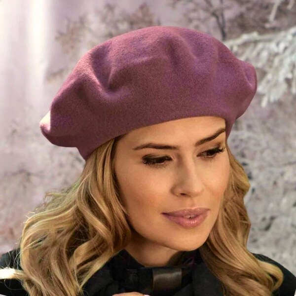 TONAK Tmavo staroružový baret FLORA 100% vlna WOOLMARK W-baret/506 (M) 60535768