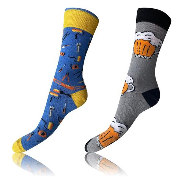 Bellinda CRAZY SOCKS 2x - Veselé ponožky 2 páry - sivá - žltá - modrá 57779642