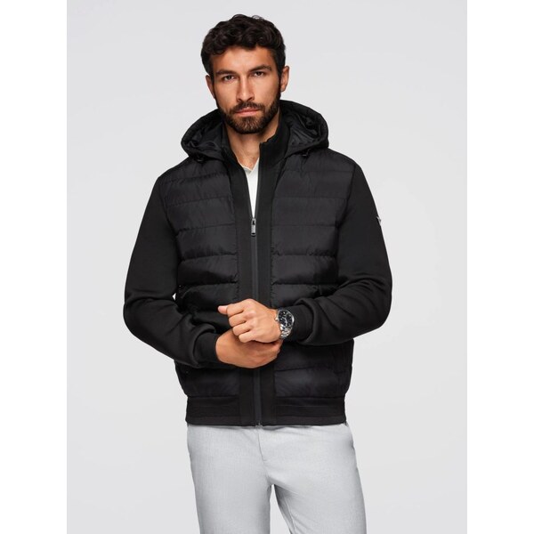 Ombre Clothing Prešívaná čierna bomber bunda V1 JALP-0298 65502341