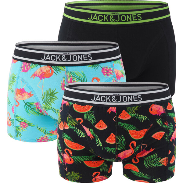 JACK & JONES - boxerky 3PACK Jacwatermelon black & jasmine print - 65504199