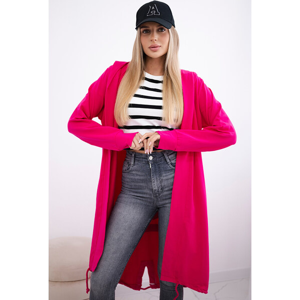 Kesi Tmavoružový dámsky ležérny kardigan s kapucňou a potlačou na 65534773