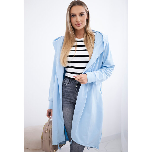 Kesi Svetlomodrý dámsky ležérny kardigán s kapucňou a potlačou na 65534780