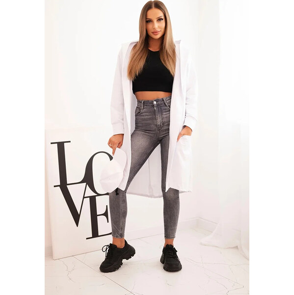 Kesi Biely dámsky asymetrický kardigán s potlačou na chrbte 65534790