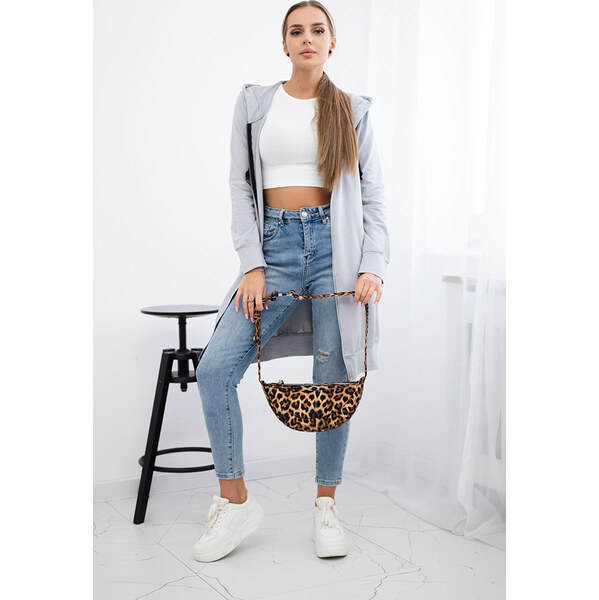 Kesi Svetlosivá dámska pohodlná dlhá mikina na zips s kapucňou 65534805