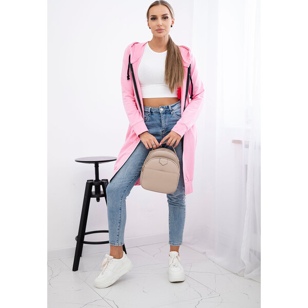 Kesi Svetloružová dámska pohodlná dlhá mikina na zips s kapucňou 65534810